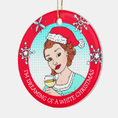 Funny Wine Humor Retro Lady White Kerstmis Keramisch Ornament (Links)