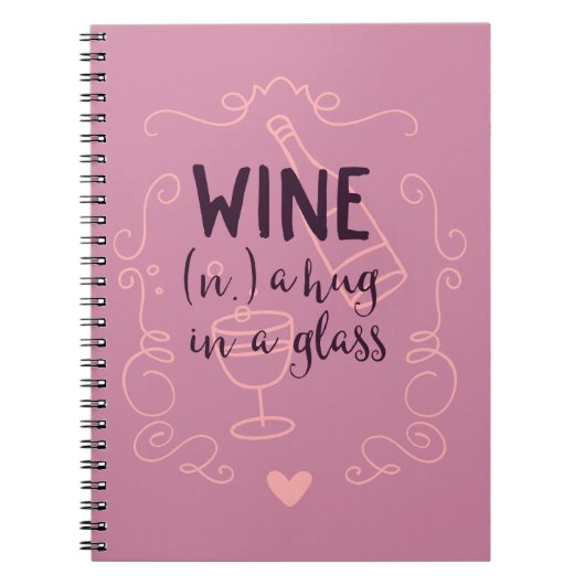 Funny Wine is een Hug in een glas Notitieboek (Voorkant)