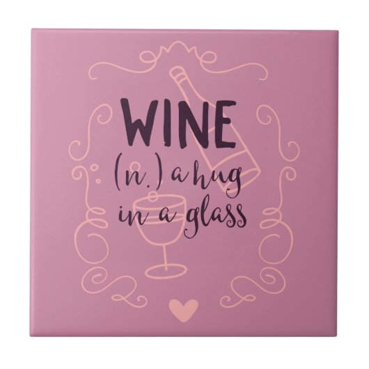 Funny Wine is een Hug in een glas Tegeltje (Voorkant)