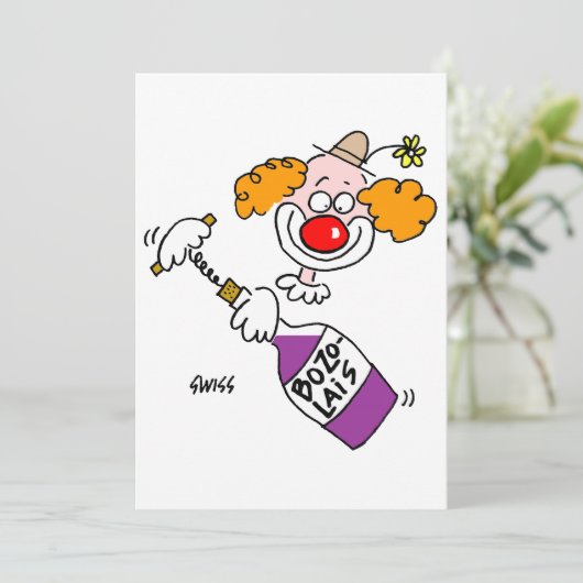 Funny Wine Lover Cartoon Proeverij Party Uitnodigi Kaart (Staand voorkant)