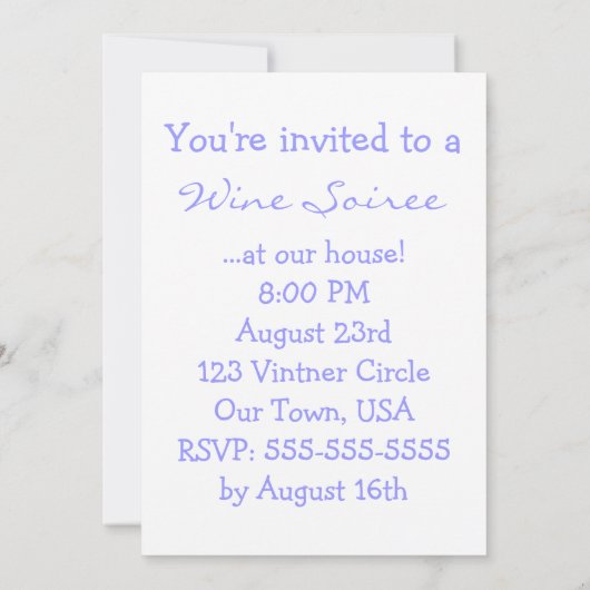 Funny Wine Lover Cartoon Proeverij Party Uitnodigi Kaart (Achterkant)