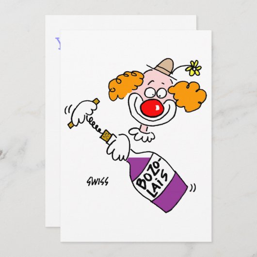 Funny Wine Lover Cartoon Proeverij Party Uitnodigi Kaart (Voorkant / Achterkant)