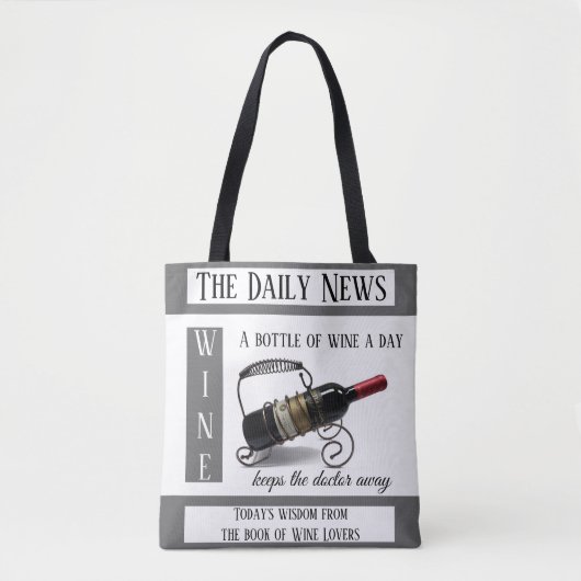 Funny Wine Lovers News Canvas tas (Voorkant)
