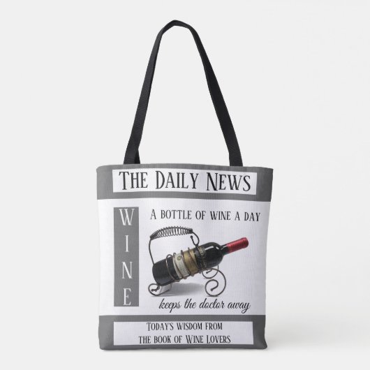 Funny Wine Lovers News Canvas tas (Achterkant)