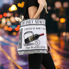 Funny Wine Lovers News Canvas tas