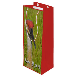 Funny Wine More Sand Hill Crane Natuur Wildlife Wijn Cadeautas