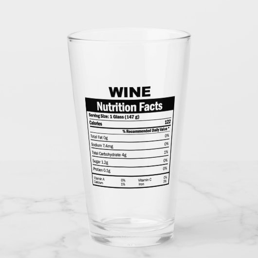 Funny Wine Nutrition Facts Glass Glas (Voorkant)