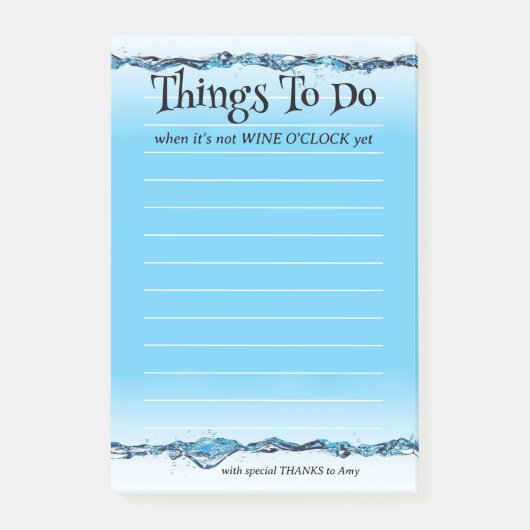Funny Wine O'Clock Water Post-it® Notes (Voorkant)