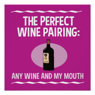 Funny Wine Pairing: Elke wijn en mijn mond Poster