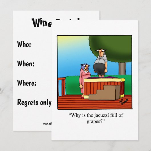 Funny Wine Party nodigt "spectickles" uit Kaart (Voorkant / Achterkant)
