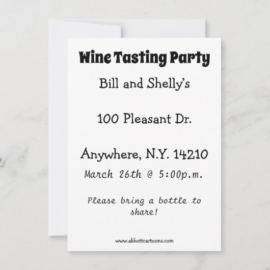 Funny Wine Party nodigt "spectickles" uit Kaart (Achterkant)