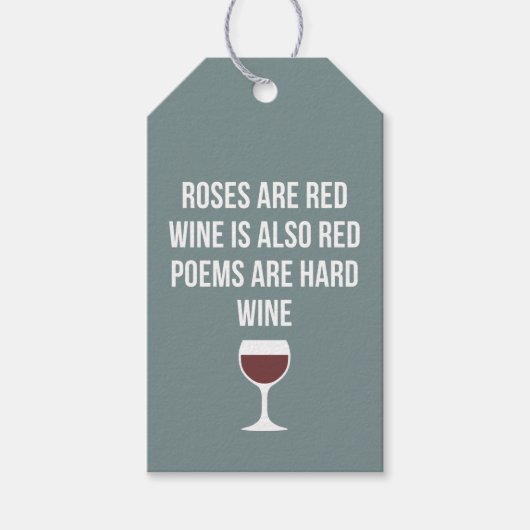 Funny Wine Poem - Wijn is rood poëzie is hard Cadeaulabel (Voorkant)