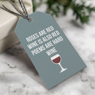 Funny Wine Poem - Wijn is rood poëzie is hard Cadeaulabel