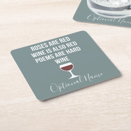 Funny Wine Poem - Wijn is rood poëzie is hard Kartonnen Onderzetters (Schuin)
