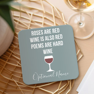 Funny Wine Poem - Wijn is rood poëzie is hard Kartonnen Onderzetters