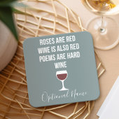 Funny Wine Poem - Wijn is rood poëzie is hard Kartonnen Onderzetters