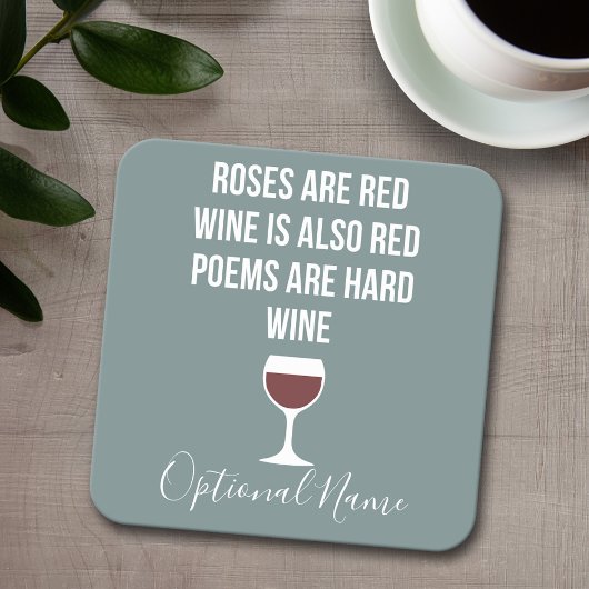 Funny Wine Poem - Wijn is rood poëzie is hard Kartonnen Onderzetters