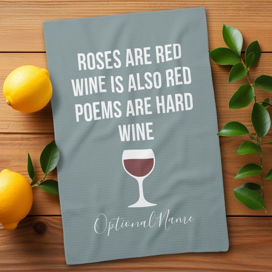 Funny Wine Poem - Wijn is rood poëzie is hard Theedoek