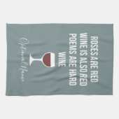 Funny Wine Poem - Wijn is rood poëzie is hard Theedoek (Horizontaal)