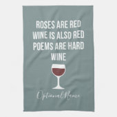Funny Wine Poem - Wijn is rood poëzie is hard Theedoek (Verticaal)