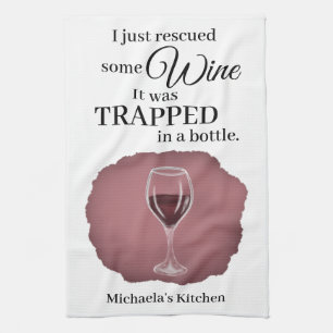 Funny Wine Quote Humor Schattige Theedoek