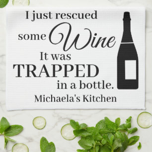 Funny Wine Quote Humor Schattige Theedoek