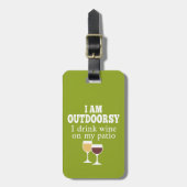 Funny Wine Quote - Ik drink wijn op mijn geduld Bagagelabel (Voorkant verticaal)