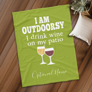 Funny Wine Quote - Ik drink wijn op mijn geduld Fleece Deken
