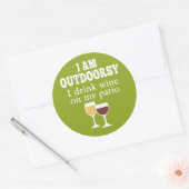 Funny Wine Quote - Ik drink wijn op mijn geduld Ronde Sticker (Envelop)