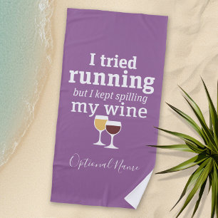 Funny Wine Quote - ik probeerde te rennen - bleef  Strandlaken
