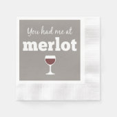 Funny Wine Quote, je had me bij Merlot Servetten (Voorkant)