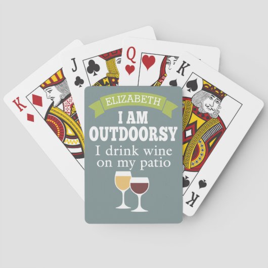 Funny Wine Quote met aangepaste naam Pokerkaarten (Achterkant)