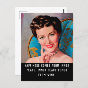 Funny Wine Quote Retro Homemaker Briefkaart