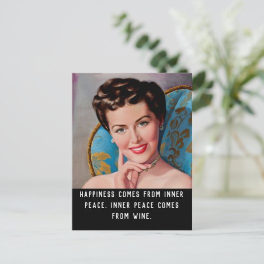 Funny Wine Quote Retro Homemaker Briefkaart (Staand voorkant)