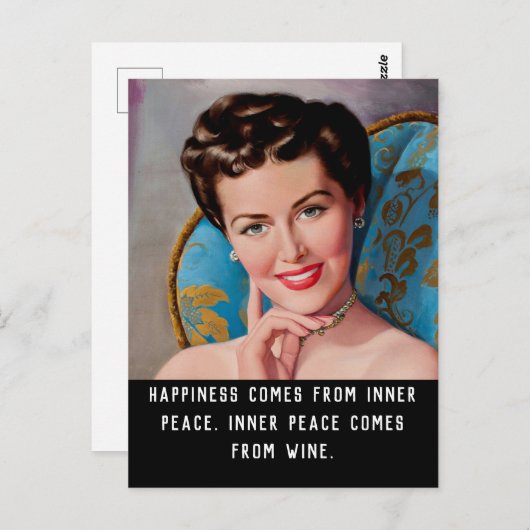 Funny Wine Quote Retro Homemaker Briefkaart (Voorkant / Achterkant)
