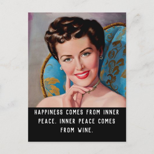 Funny Wine Quote Retro Homemaker Briefkaart (Voorkant)