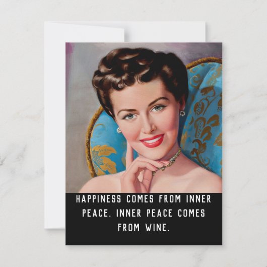 Funny Wine Quote Retro Homemaker Flat Greeting Kaart (Voorkant)