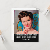 Funny Wine Quote Retro Homemaker Flat Greeting Kaart (Voorkant / Achterkant in situ)