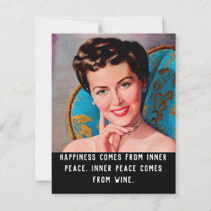 Funny Wine Quote Retro Homemaker Flat Greeting Kaart