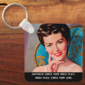 Funny Wine Quote Retro Homemaker Sleutelhanger (Voorkant)