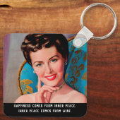 Funny Wine Quote Retro Homemaker Sleutelhanger (Achterkant)