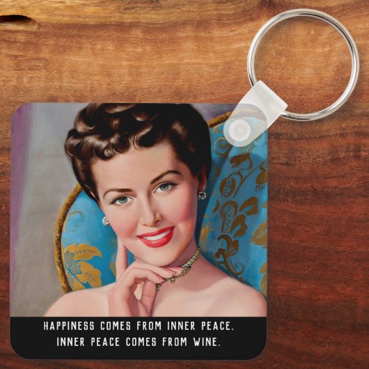 Funny Wine Quote Retro Homemaker Sleutelhanger (Achterkant)