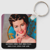 Funny Wine Quote Retro Homemaker Sleutelhanger (Achterkant)