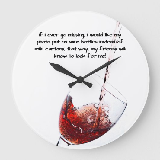 Funny Wine Quote Wall Clock Grote Klok (Voorkant)