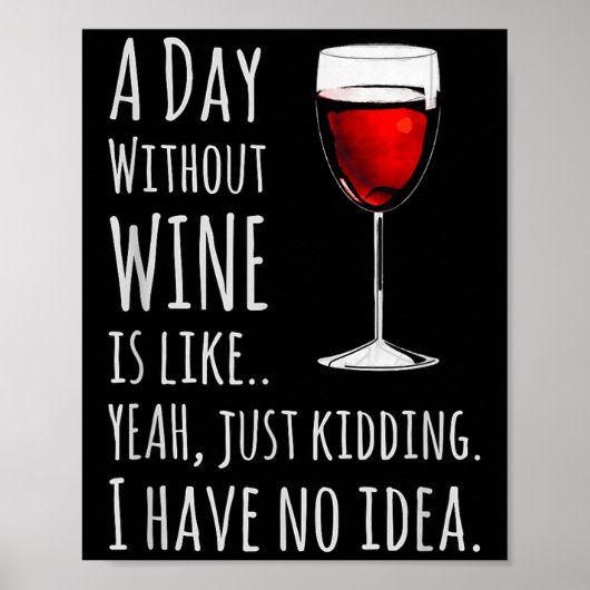 Funny Wine S_ A Day Without Wine Is Like Just Kidd Poster (Voorkant)