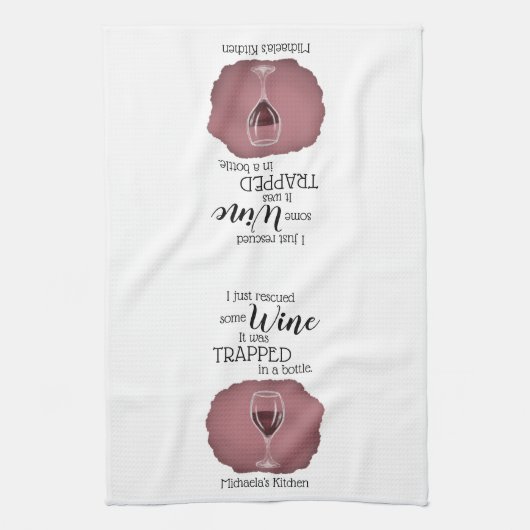 Funny Wine Saying Quote Rescued From Bottle Theedoek (Verticaal)