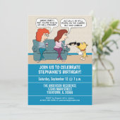 Funny Wine-Serving Dog Birthday Party Kaart (Staand voorkant)