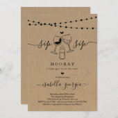 Funny Wine Sip Sip Hooray Baby shower Kaart (Voorkant / Achterkant)