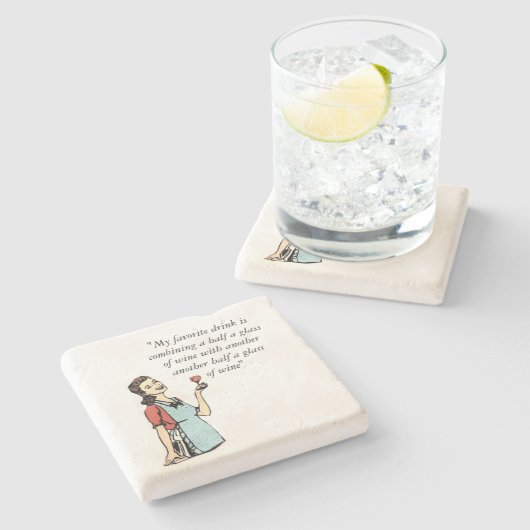 Funny Wine Stenen Onderzetter (Zijkant)