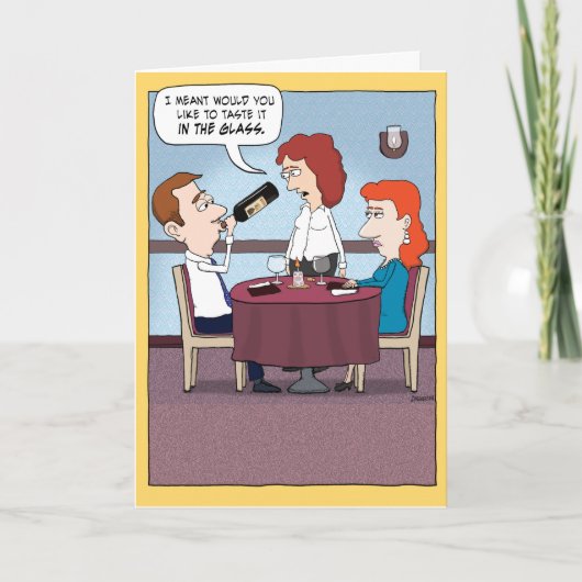 Funny Wine Taster Verjaardag Kaart (Voorkant)